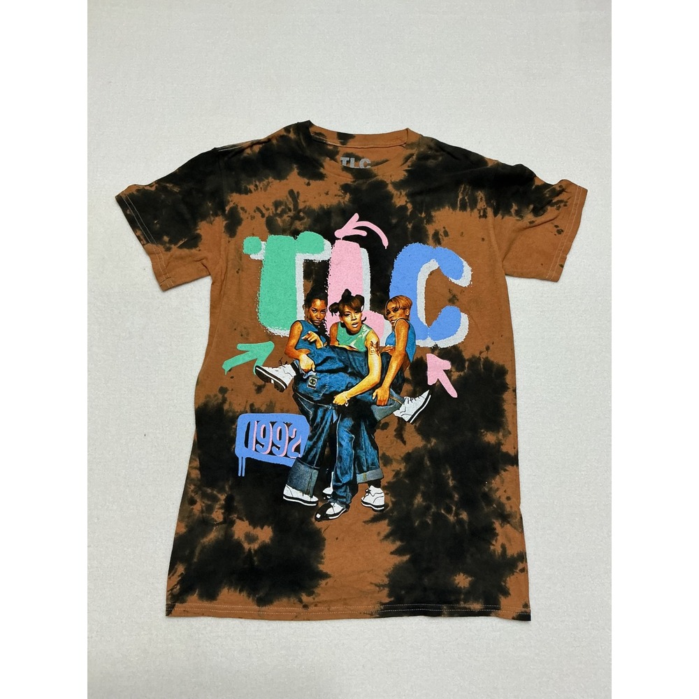 TLC 1992 T Shirt Womens Small Bleach Tie Dye Graphic 90s Hip Hop R&B Tee